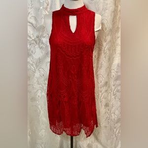 Love Fire Red Lace Sleeveless Dress